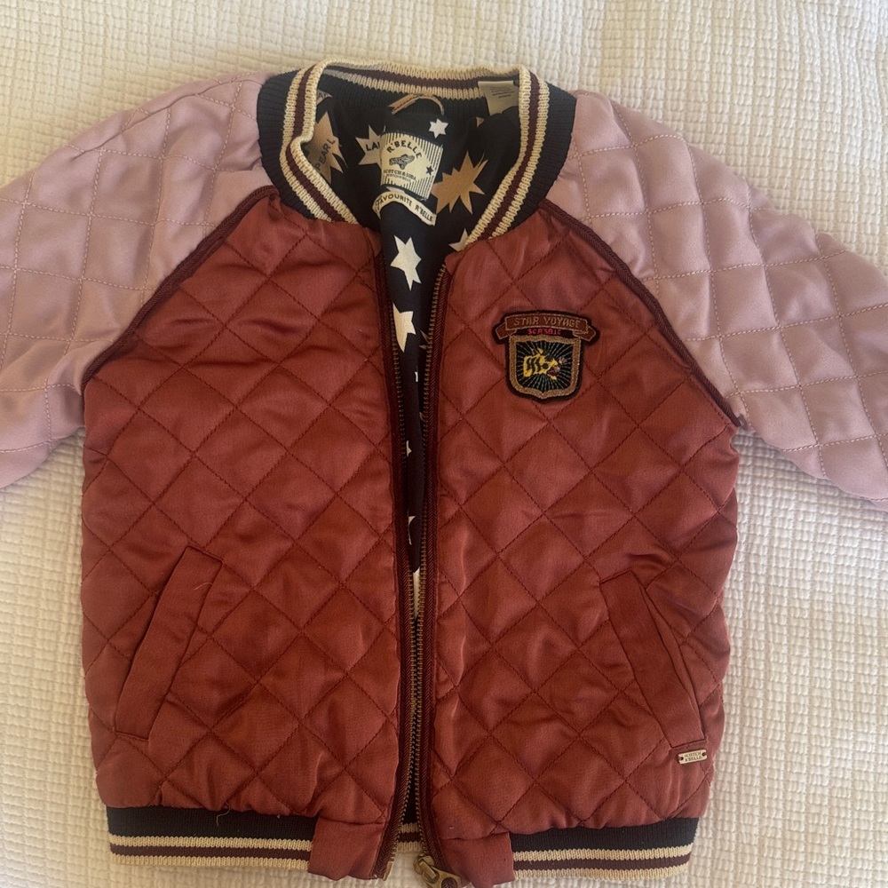 Scotch & Soda Kids Quilted Two-Tone Jacket - Muave and Pink